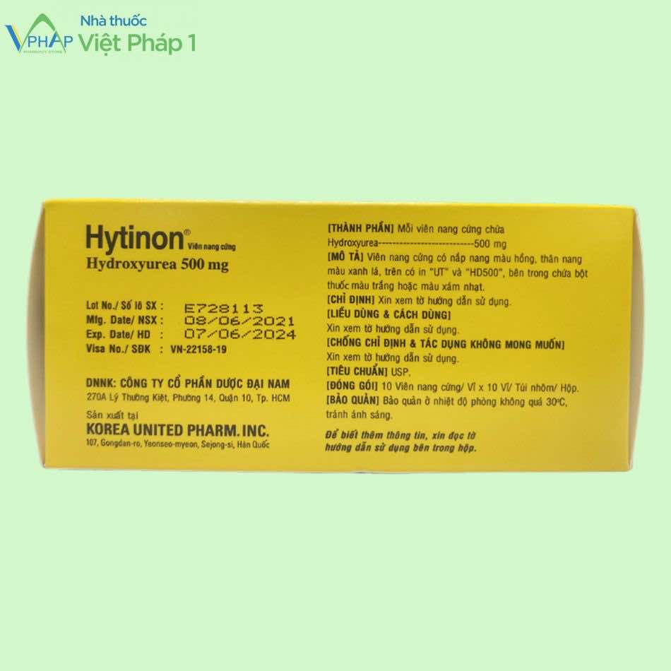 Thành phần của Hytinon 500mg