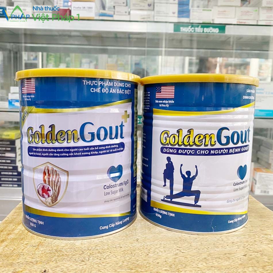 Sữa Golden Gout mẫu mới (bên trái) và mẫu cũ (bên phải)