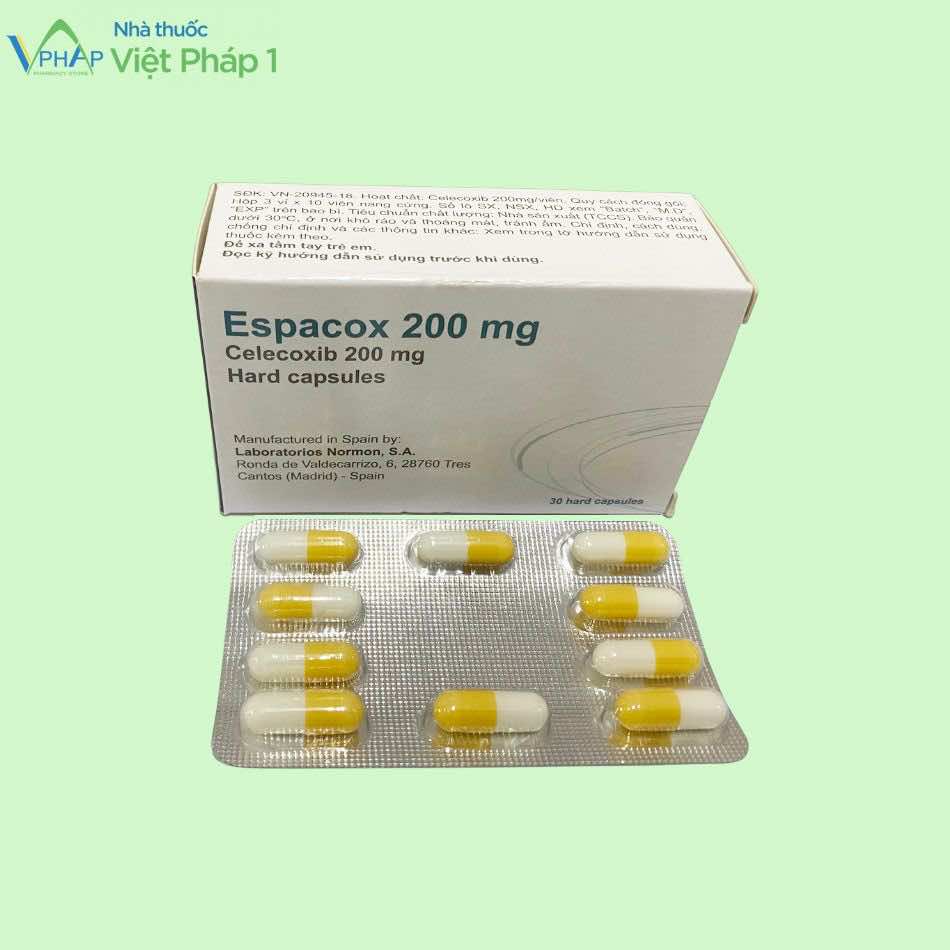 Hình ảnh hộp và vỉ thuốc Espacox 200mg