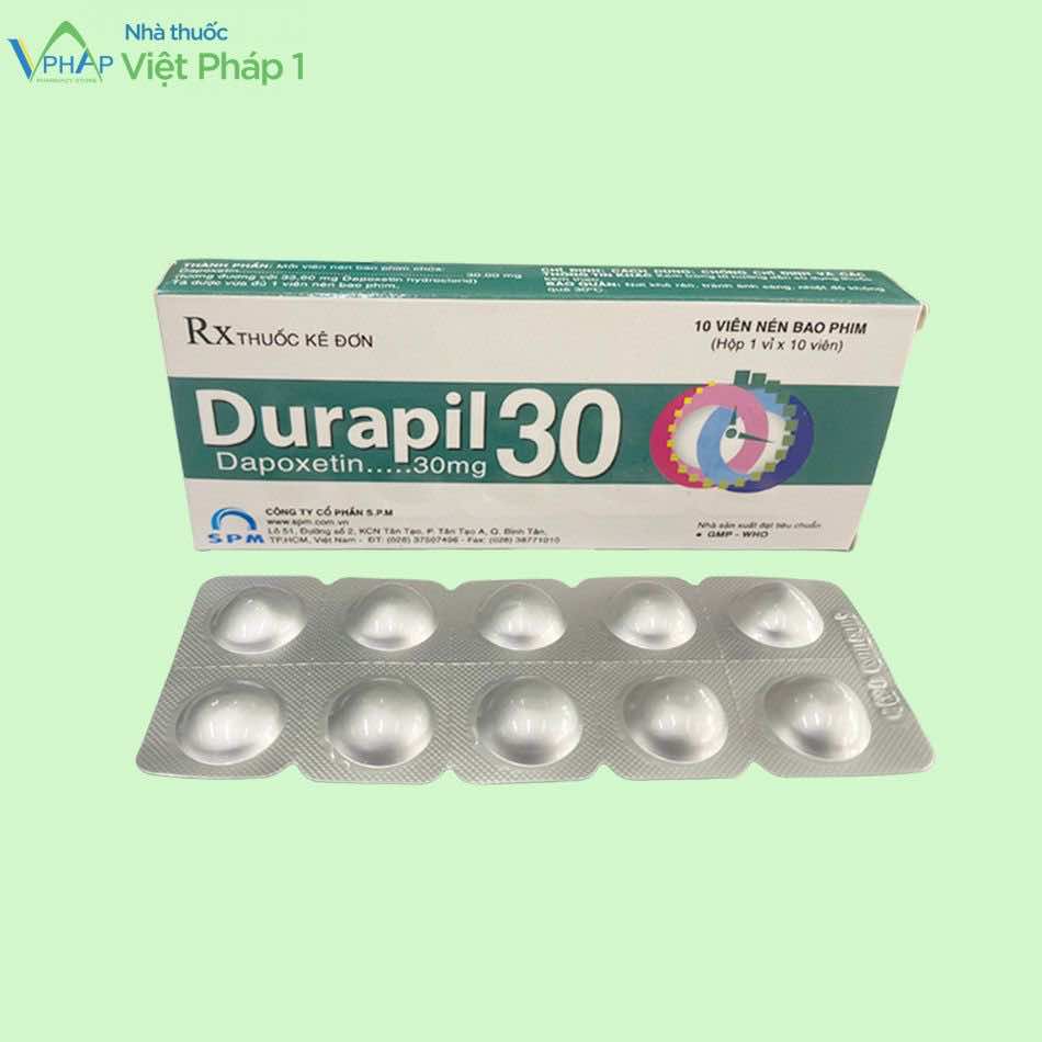 Hình ảnh hộp và vỉ thuốc Durapil 30