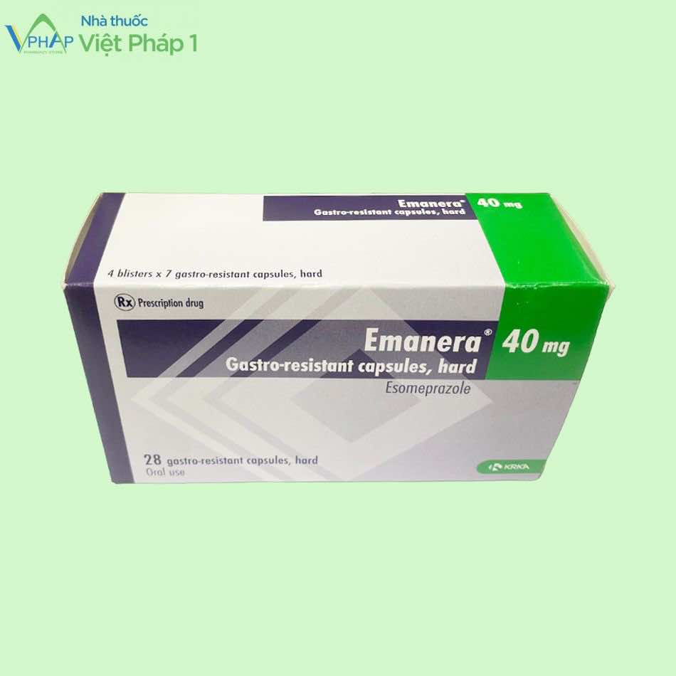 Hộp thuốc Emanera 40mg gồm 28 viên nang
