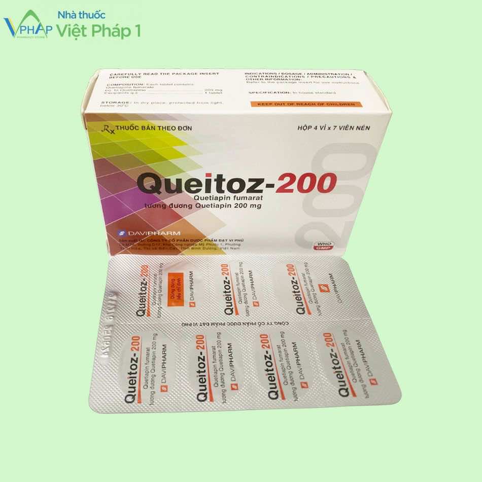 Hình ảnh hộp và vỉ thuốc Queitoz-200