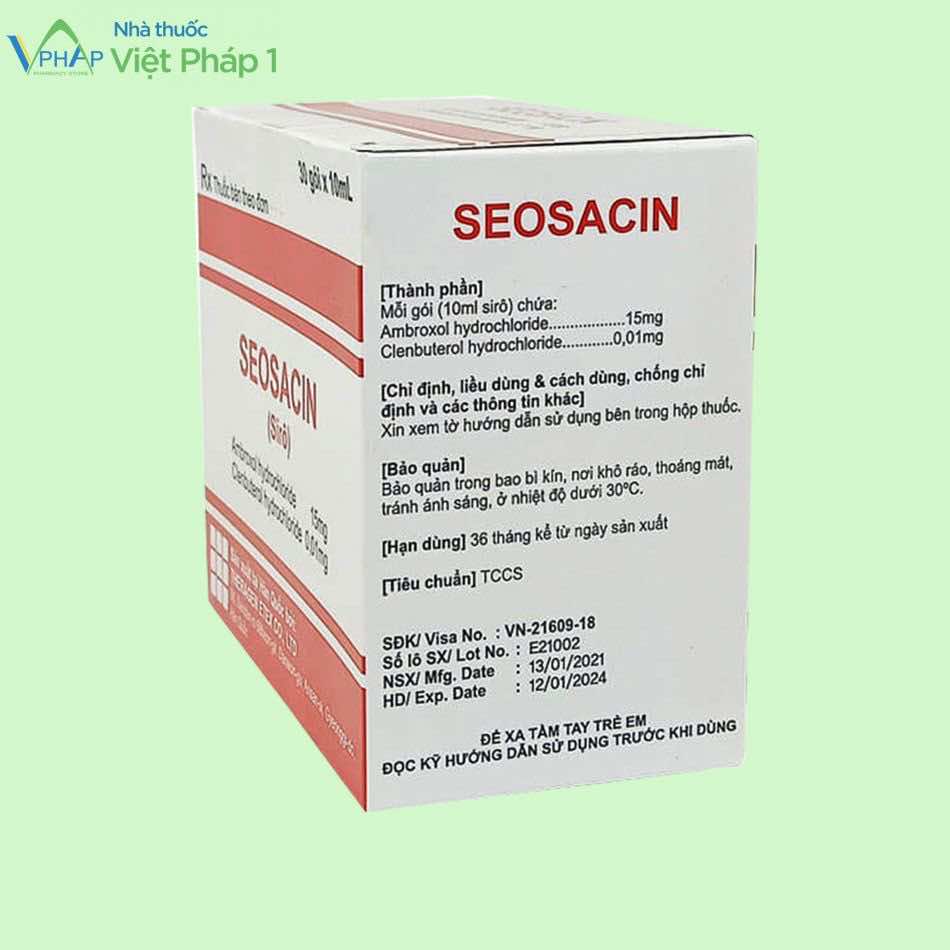 Mặt bên hộp thuốc Seosacin