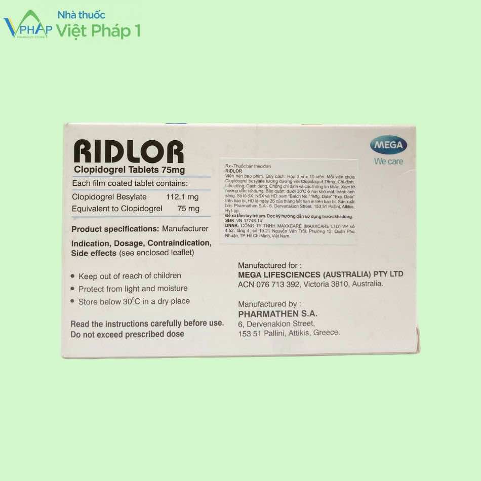 Tác dụng của thuốc Ridlor 75mg