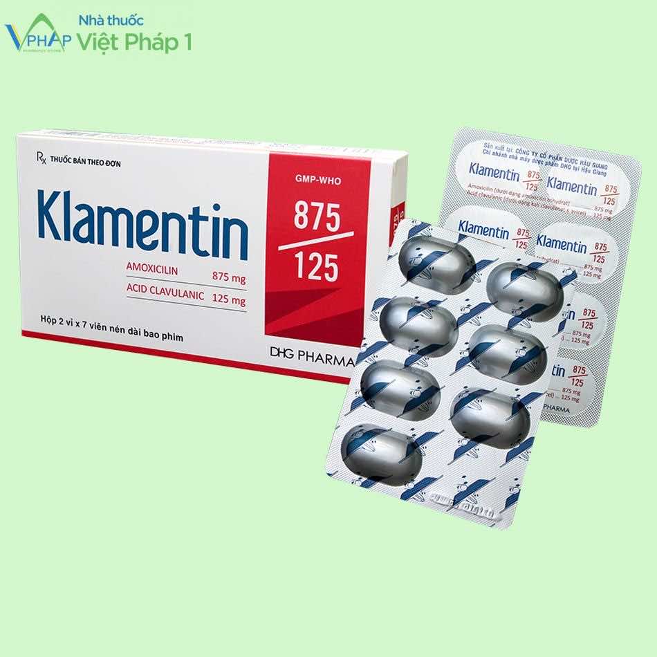 Hình ảnh hộp và vỉ thuốc Klamentin 875/125