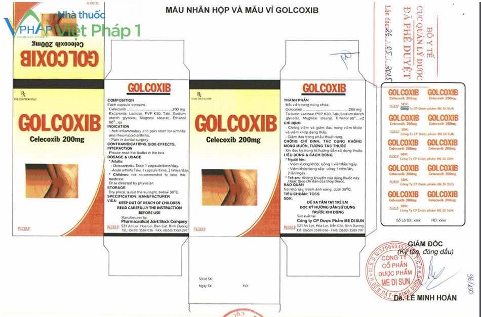 Mấu thiết kế bao bì của thuốc Golcoxib