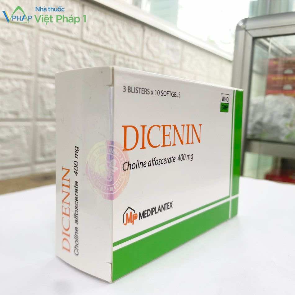 Hộp thuốc Dicenin 400mg gồm 3 vỉ, mỗi vỉ 10 viên