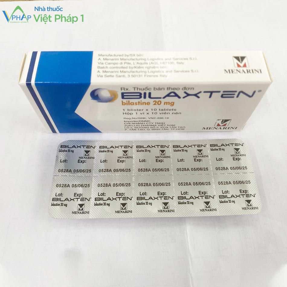 Hộp và vỉ thuốc chống dị ứng Bilaxten 20mg