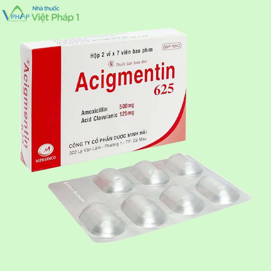 Hộp và vỉ thuốc Acigmentin 625