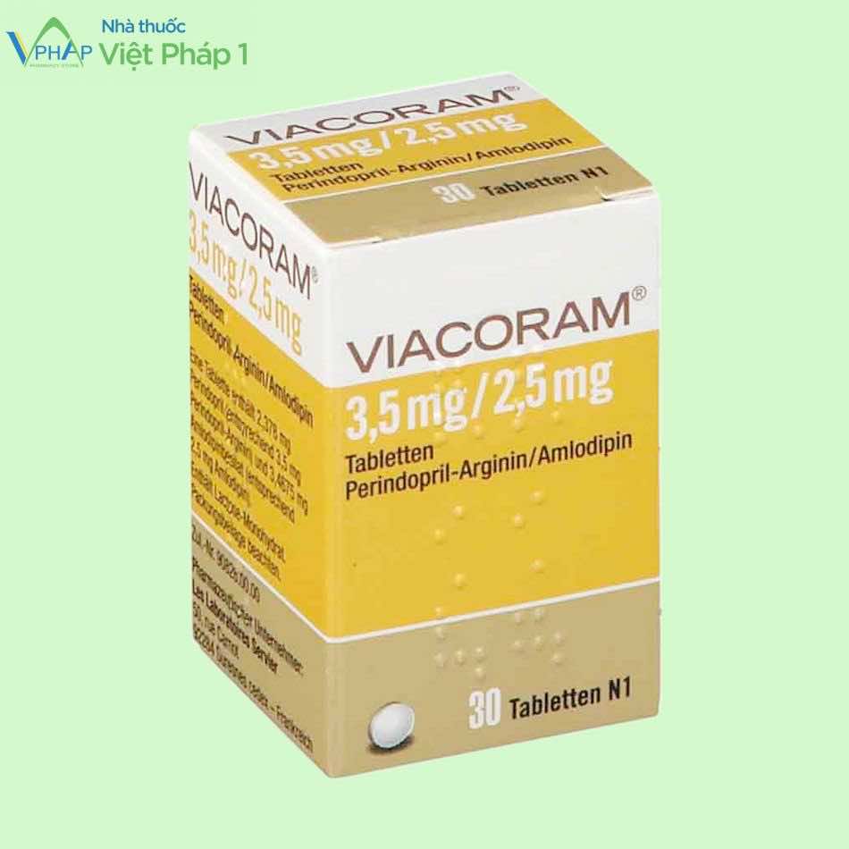 Hộp thuốc Viacoram gồm 1 lọ