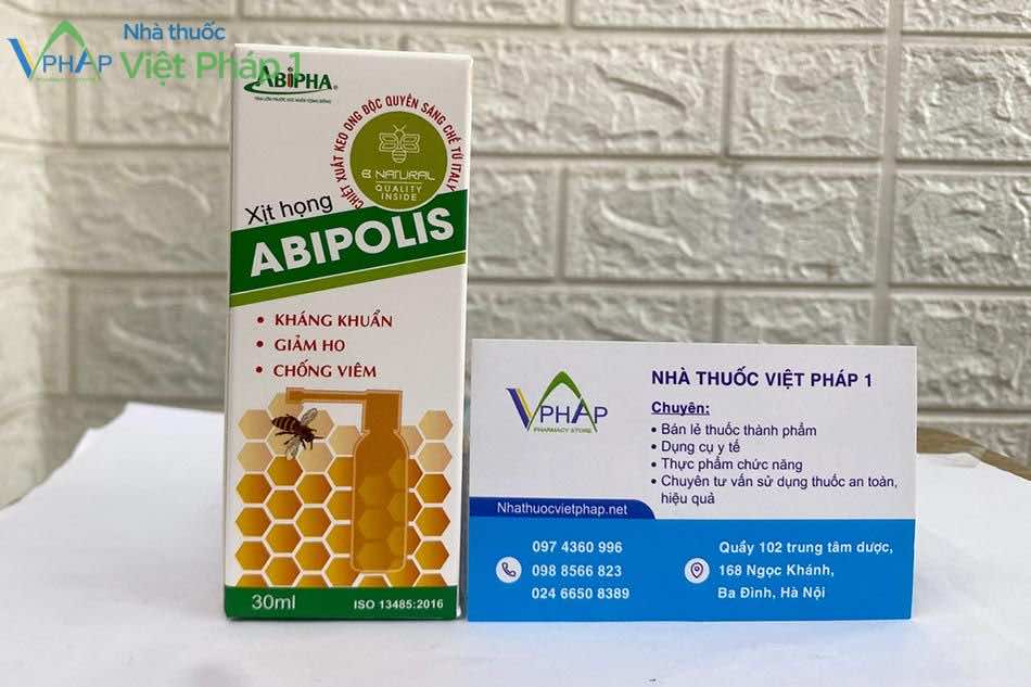 Xịt họng keo ong Abipolis bán tại Nhà thuốc Việt Pháp 1