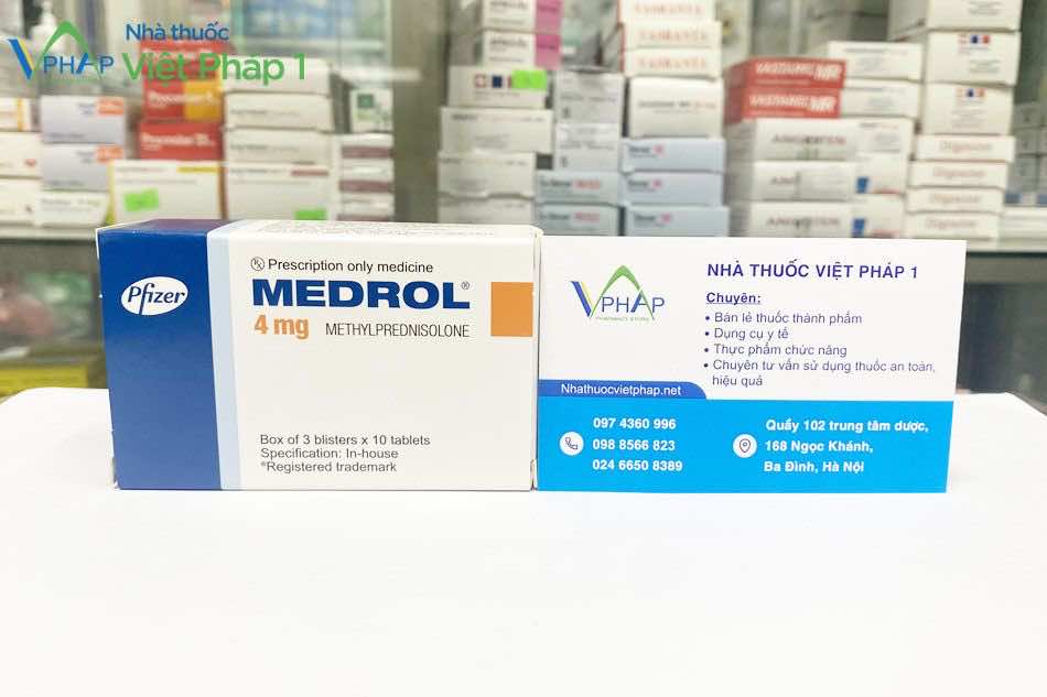 Hình ảnh thuốc Medrol 4mg được chụp tại Nhà thuốc Việt Pháp 1