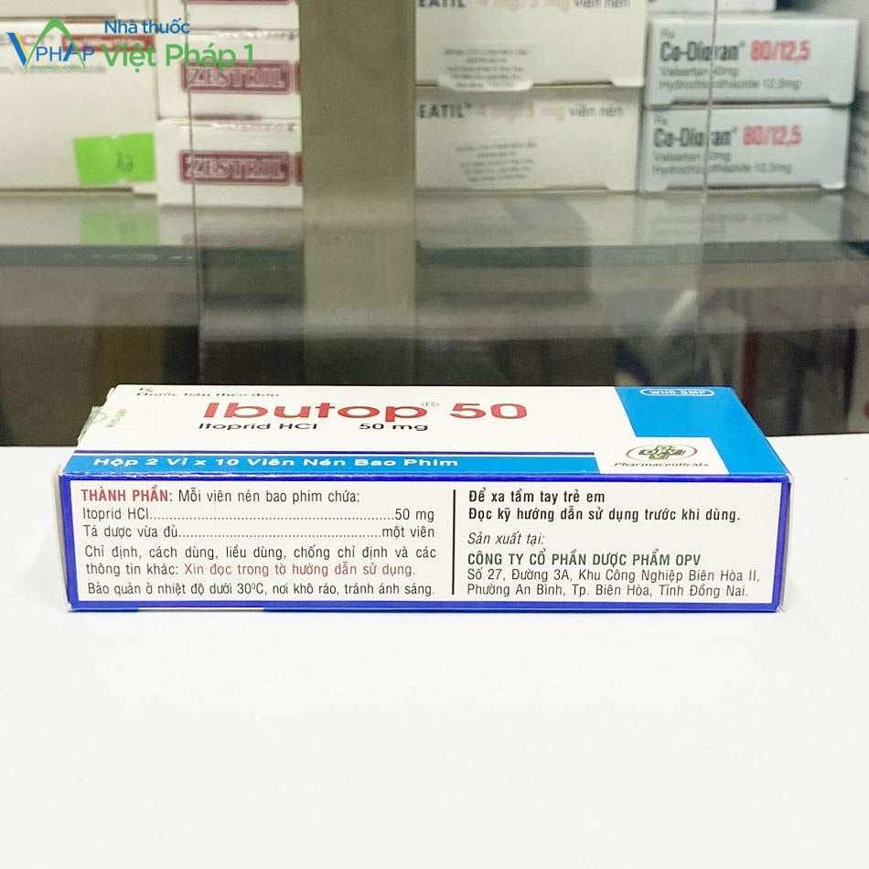 Mặt bên của hộp thuốc Ibutop 50