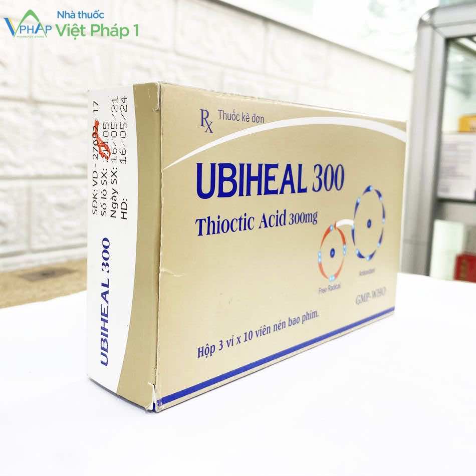 Mặt bên hộp thuốc Ubiheal 300mg