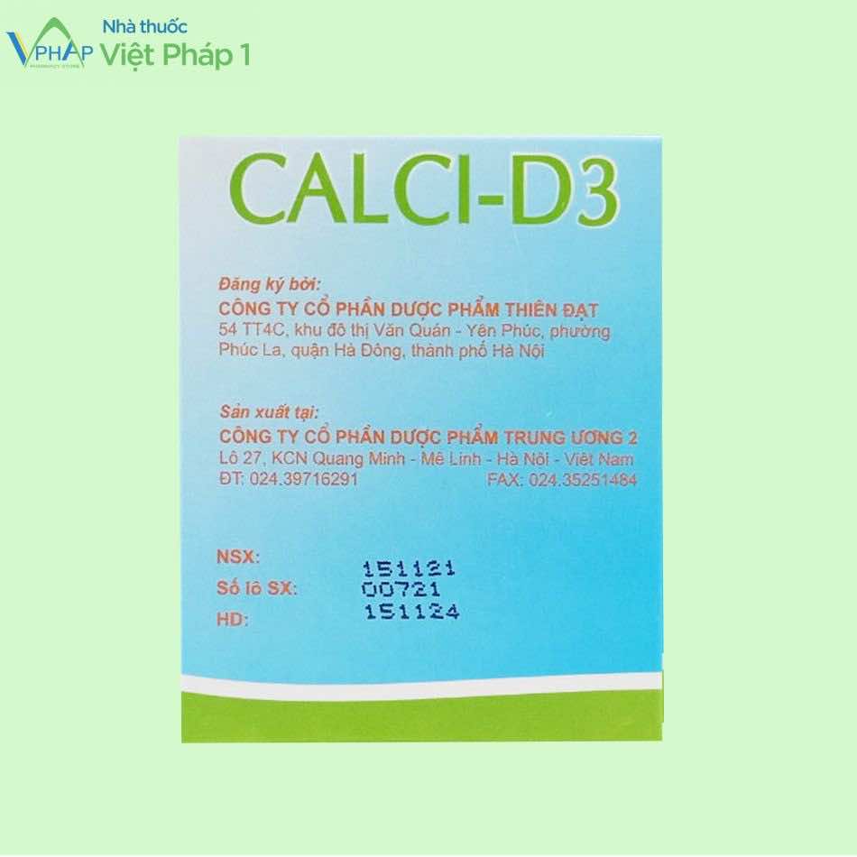 Mặt bên hộp thuốc Calci-D3