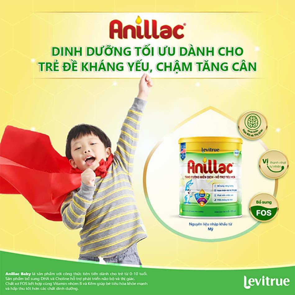 Sữa Anillac với hàm lượng dinh dưỡng tối ưu giúp trẻ tăng miễn dịch tự nhiên, tăng cân khỏe mạnh