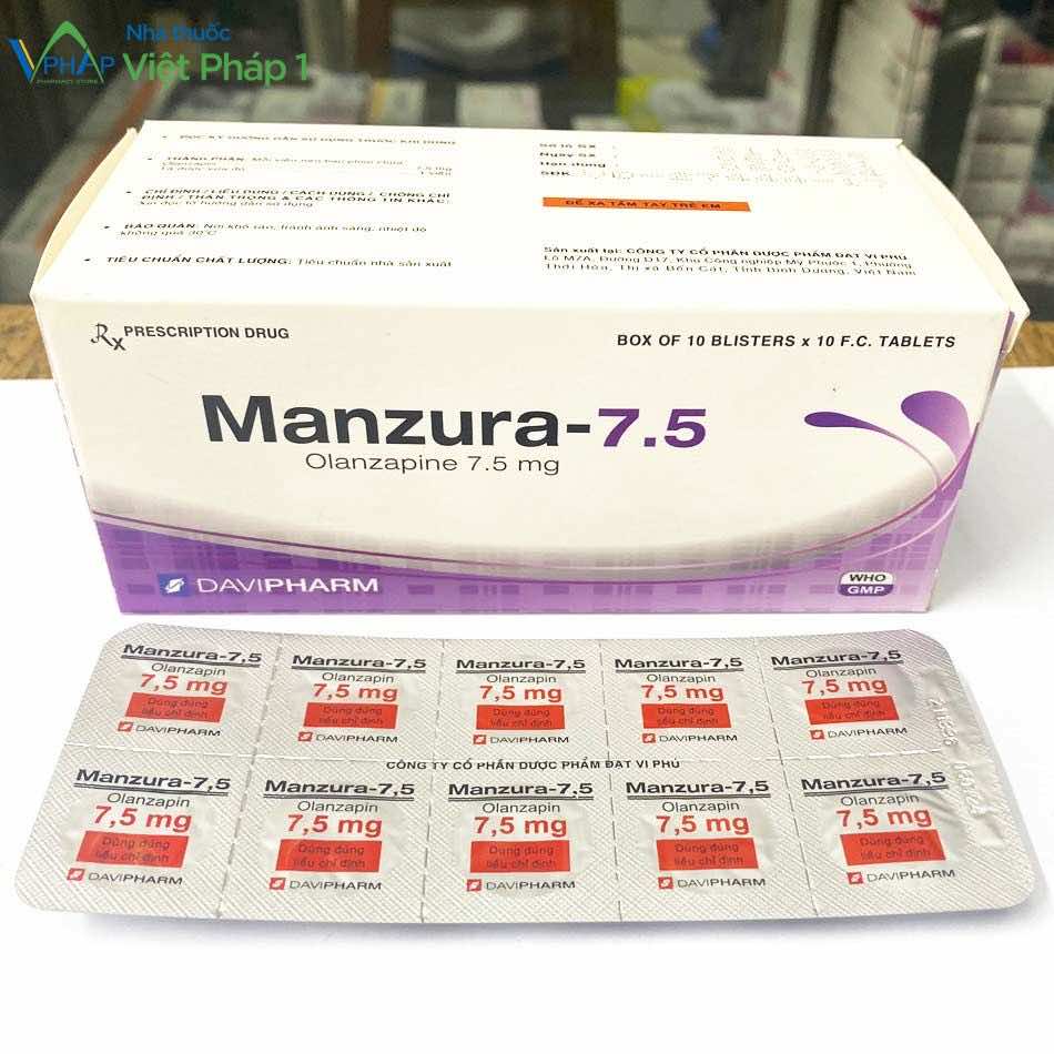 Hộp thuốc và mặt sau vỉ thuốc Manzura-7,5mg