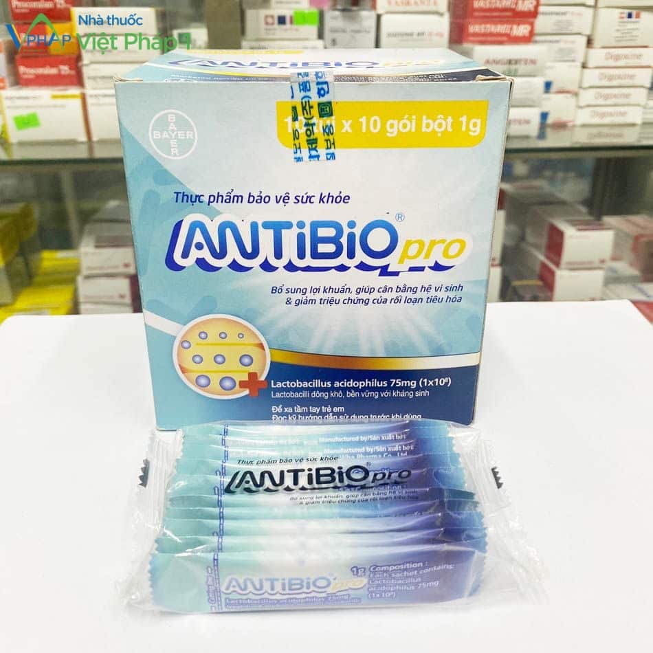 Hộp 100 gói bột Antibio Pro chụp tại Nhà Thuốc Việt Pháp 1