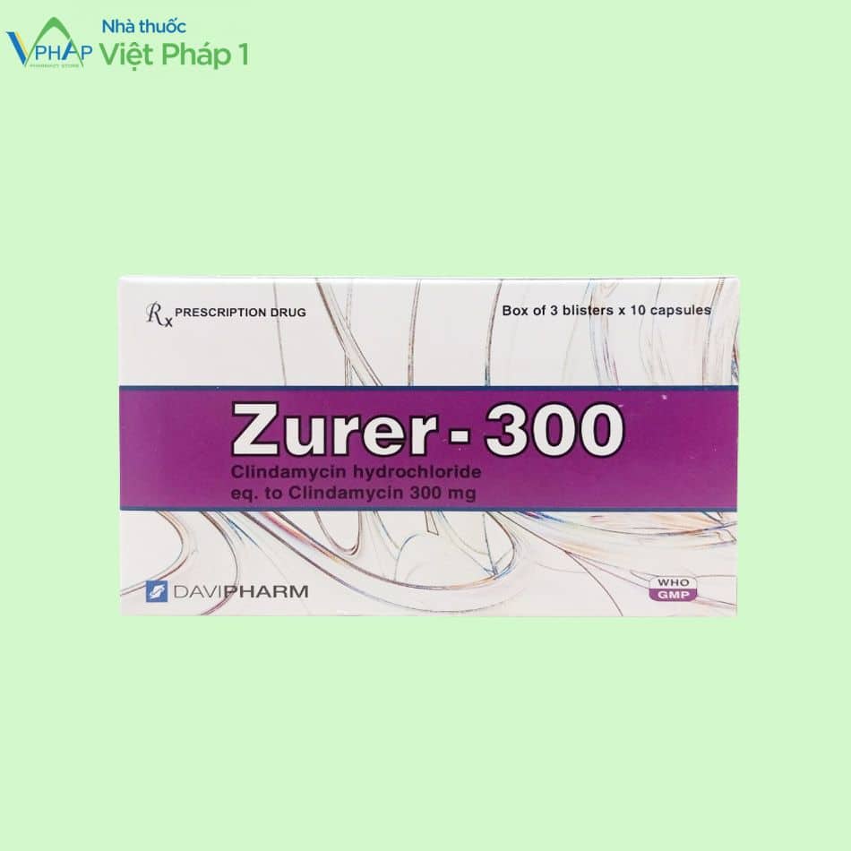 Hình ảnh hộp thuốc kháng sinh Zurer 300