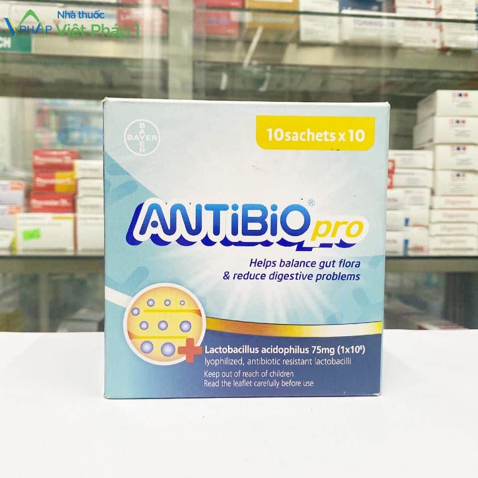 Hộp sản phẩm Antibio Pro chụp tại Nhà Thuốc Việt Pháp 1