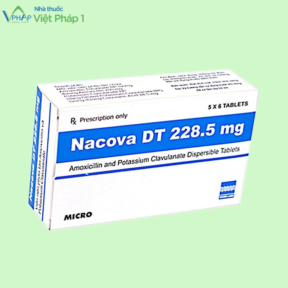 Hộp thuốc 30 viên Nacova DT 228,5mg