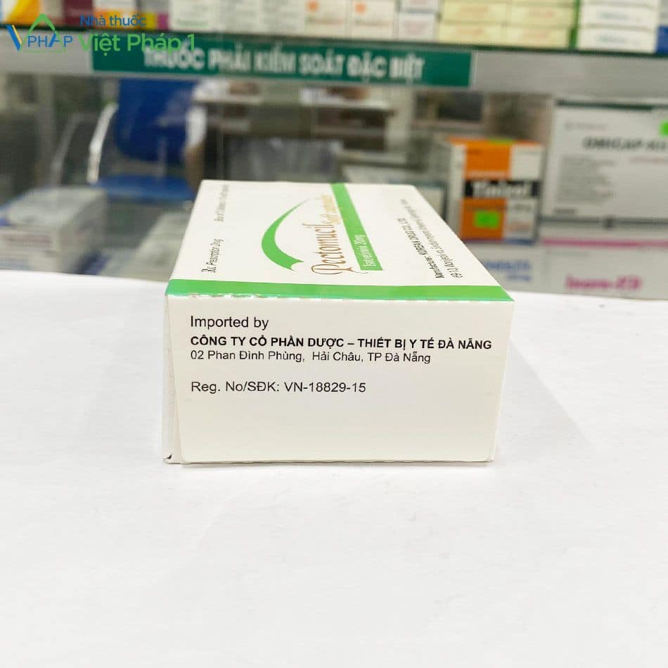 Vỏ hộp thuốc 30 viên Pectomucil chụp tại Nhà Thuốc Việt Pháp 1