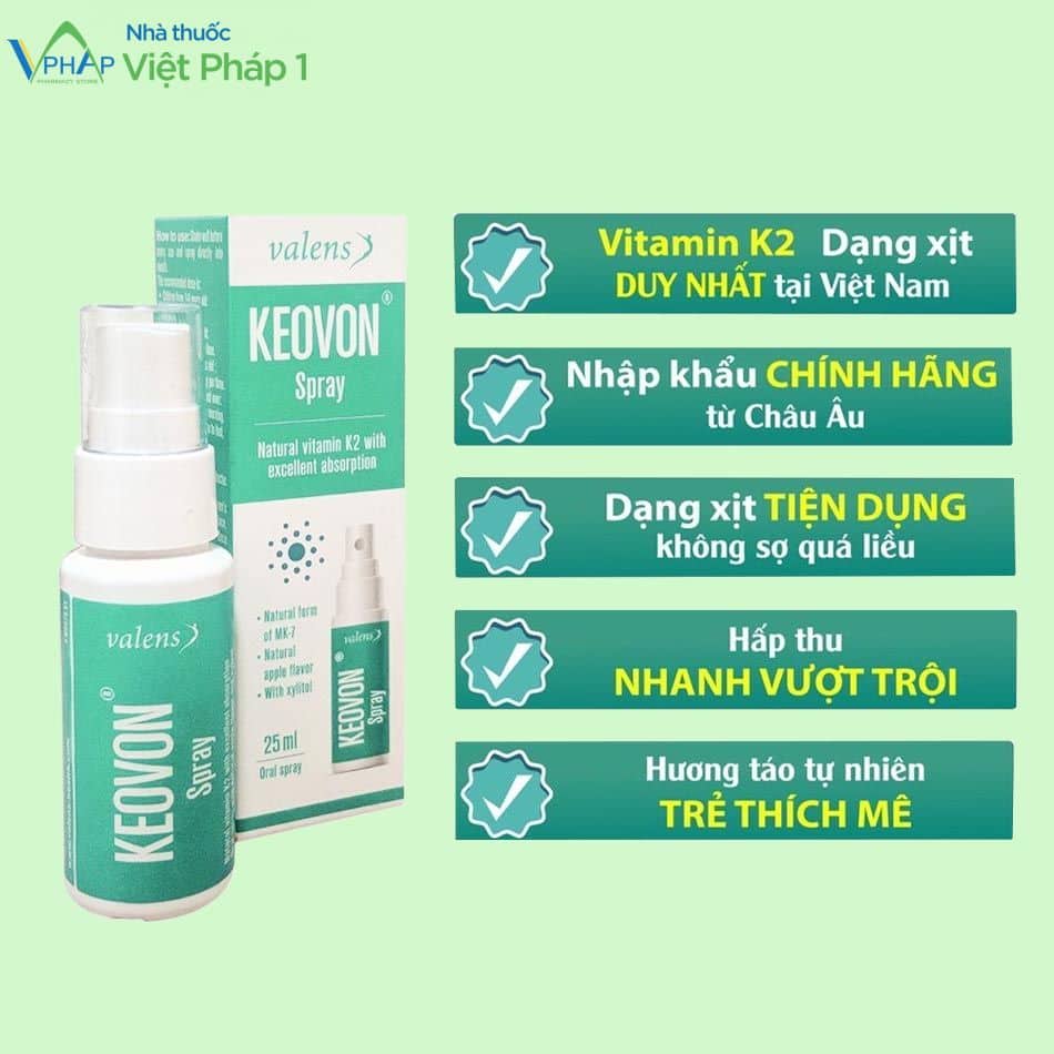 Những ưu điểm nổi trội của sản phẩm Keovon Vitamin K2