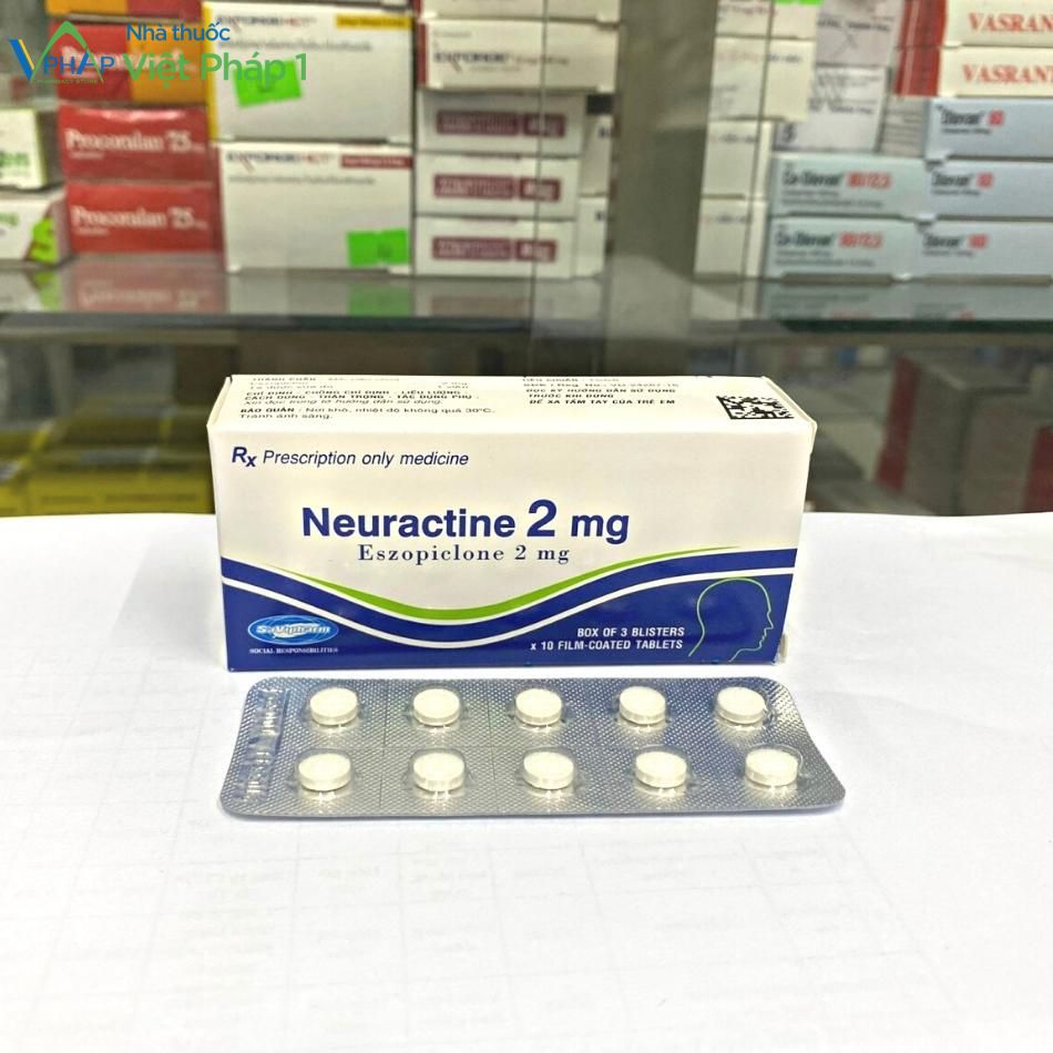 Hình ảnh hộp thuốc điều trị mất ngủ Neuractine 2mg
