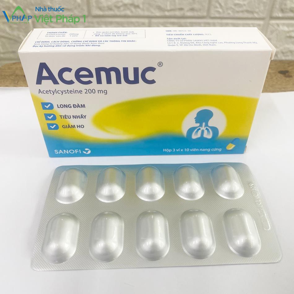 Hình ảnh hộp và vỉ thuốc Acemuc 200mg