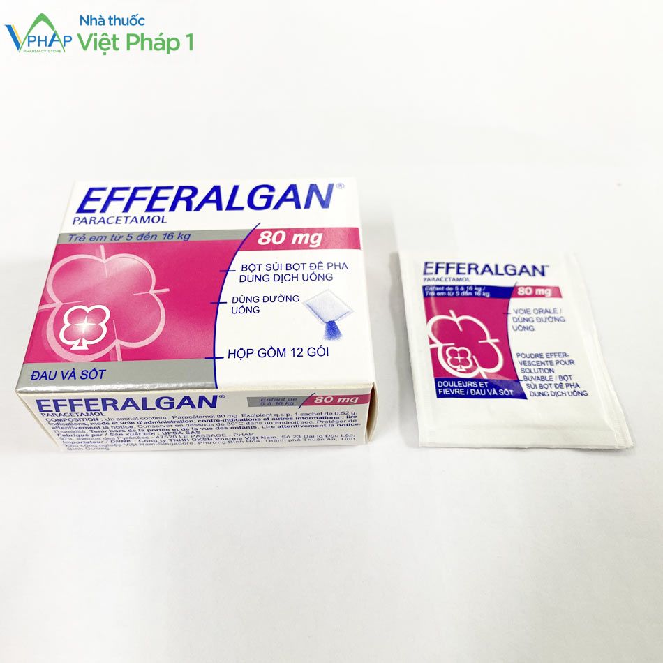 Hộp và gói thuốc Efferalgan 80mg