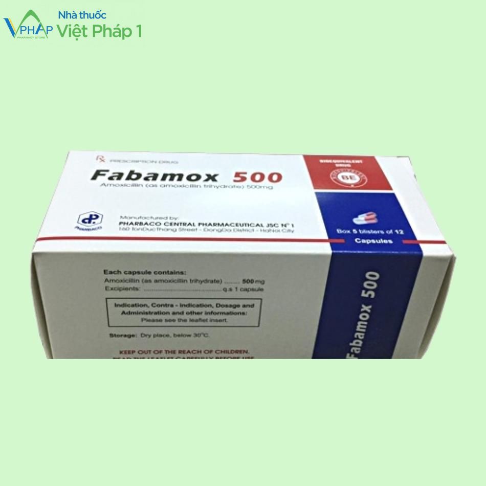 Mặt bên thuốc kháng sinh Fabamox 500mg