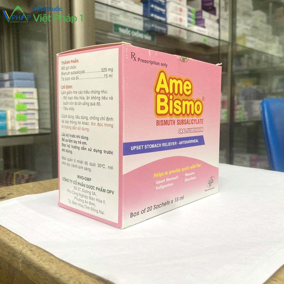 Mặt nghiêng hộp thuốc AmeBismo