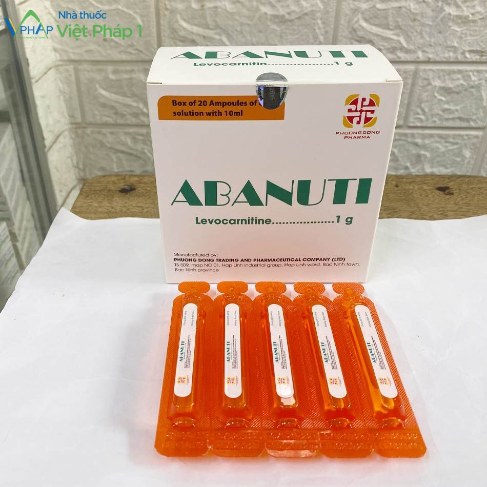 Ống thuốc và hộp thuốc Abanuti 1g