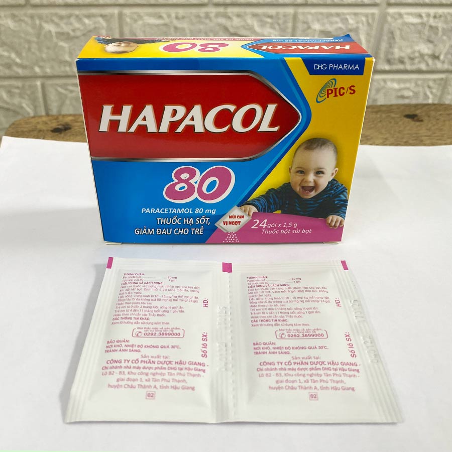 Hộp và gói thuốc Hapacol 80