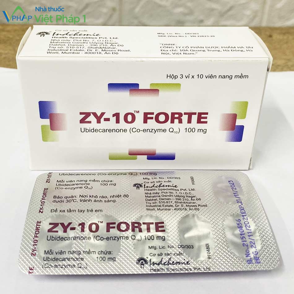 Hộp thuốc và mặt sau vỉ thuốc Zy-10 Forte