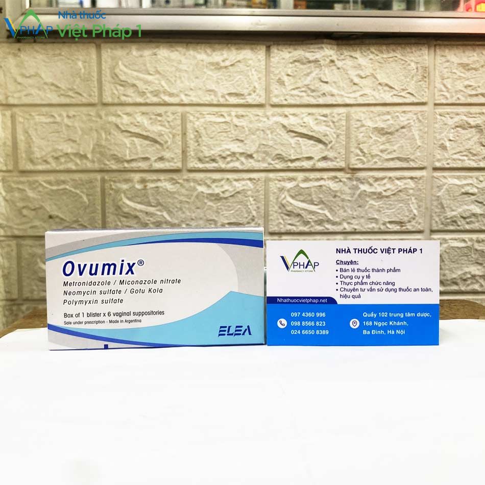 Hình ảnh hộp thuốc đặt âm đạo Ovumix được chụp tại Nhà Thuốc Việt Pháp 1