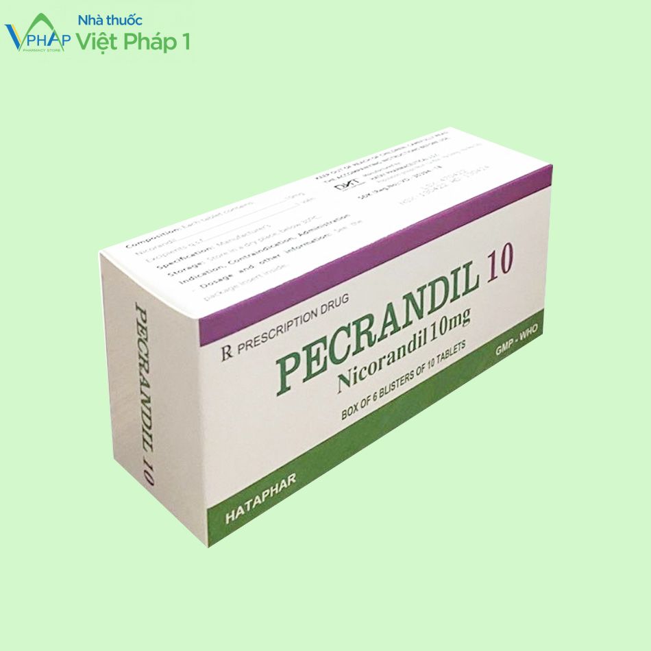 Góc nghiêng của hộp thuốc Pecrandil 10
