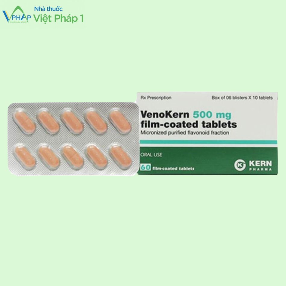 Hình ảnh hộp thuốc và vỉ thuốc Venokern 500mg