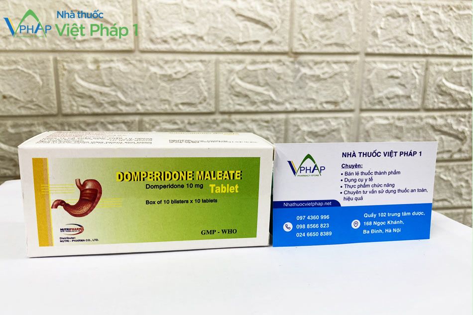 Hình ảnh hộp thuốc Domperidone maleate được chụp tại Nhà Thuốc Việt Pháp 1