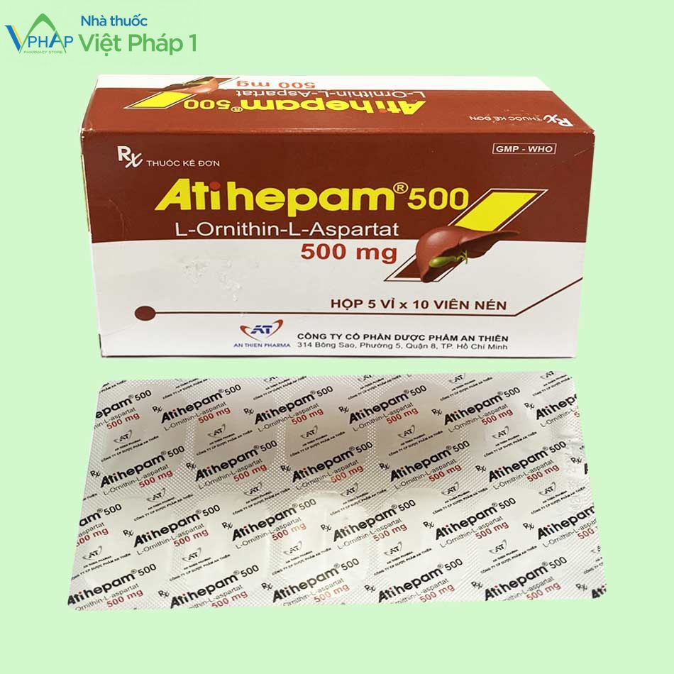Hình ảnh hộp và vỉ thuốc Atihepam 500