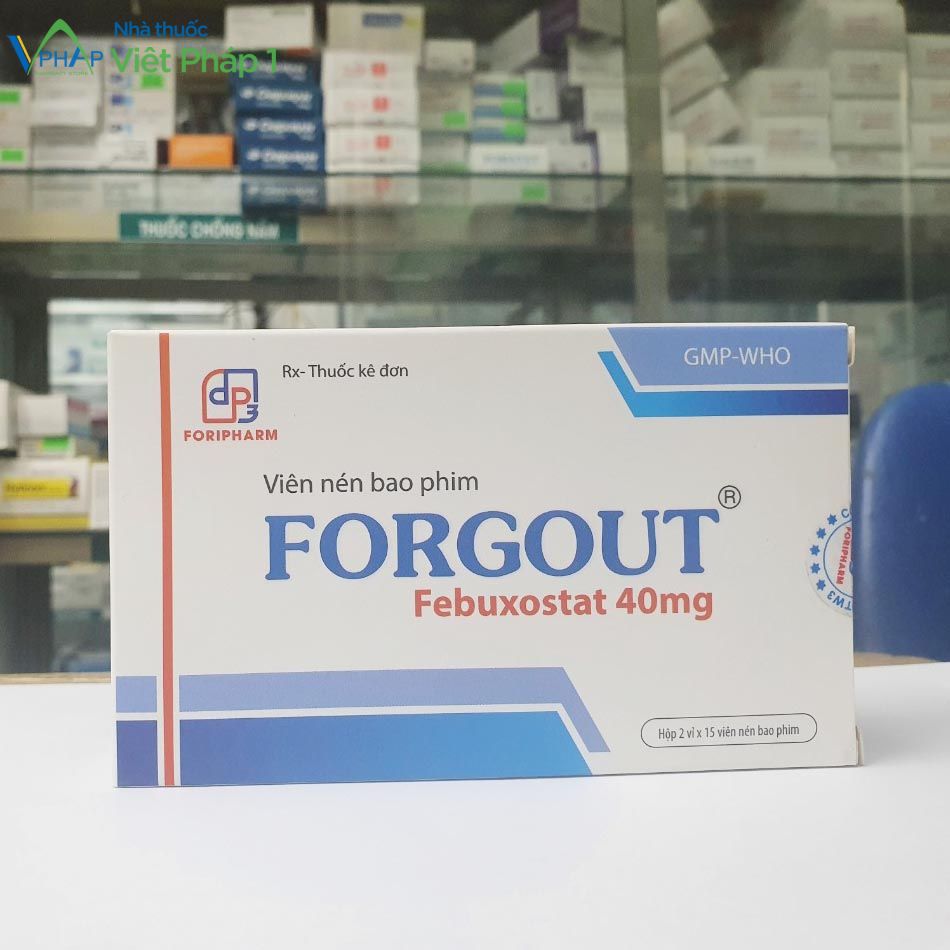 Hình ảnh mặt trước của hộp thuốc Forgout 40mg