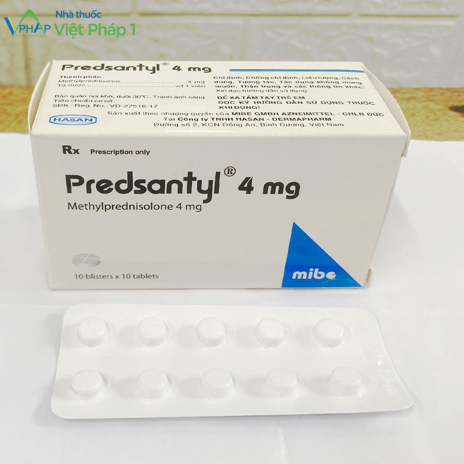 Hình ảnh hộp thuốc và vỉ thuốc Predsantyl 4mg