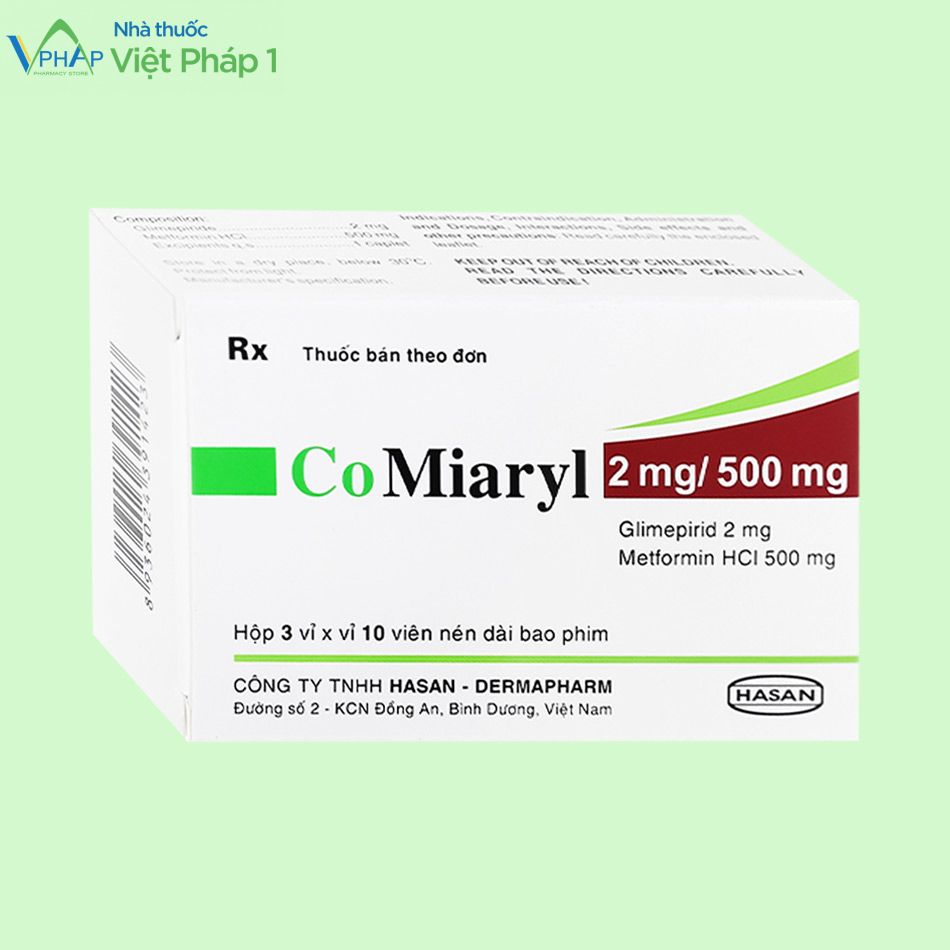 Hình ảnh hộp thuốc CoMiaryl 2mg/500mg