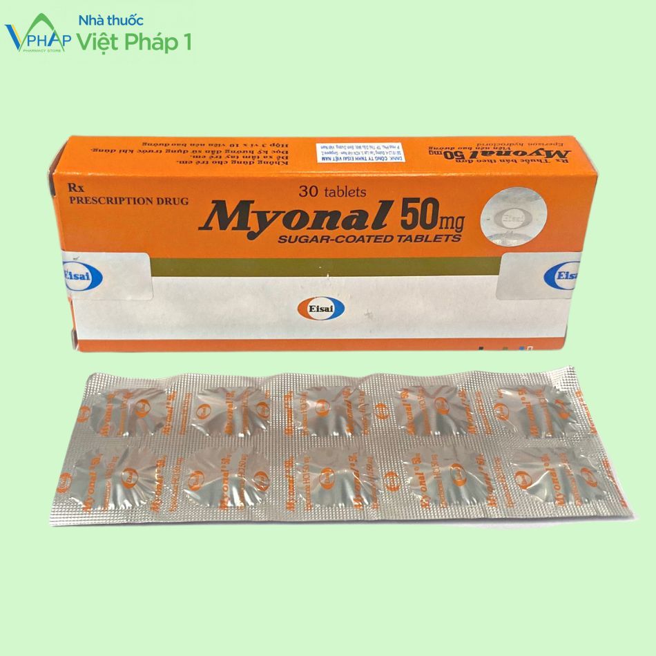 Hộp thuốc và vỉ thuốc Myonal 50mg