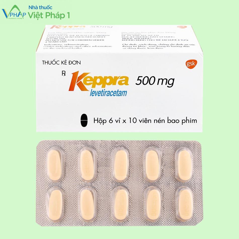 Hình ảnh hộp và vỉ thuốc Keppra 500mg