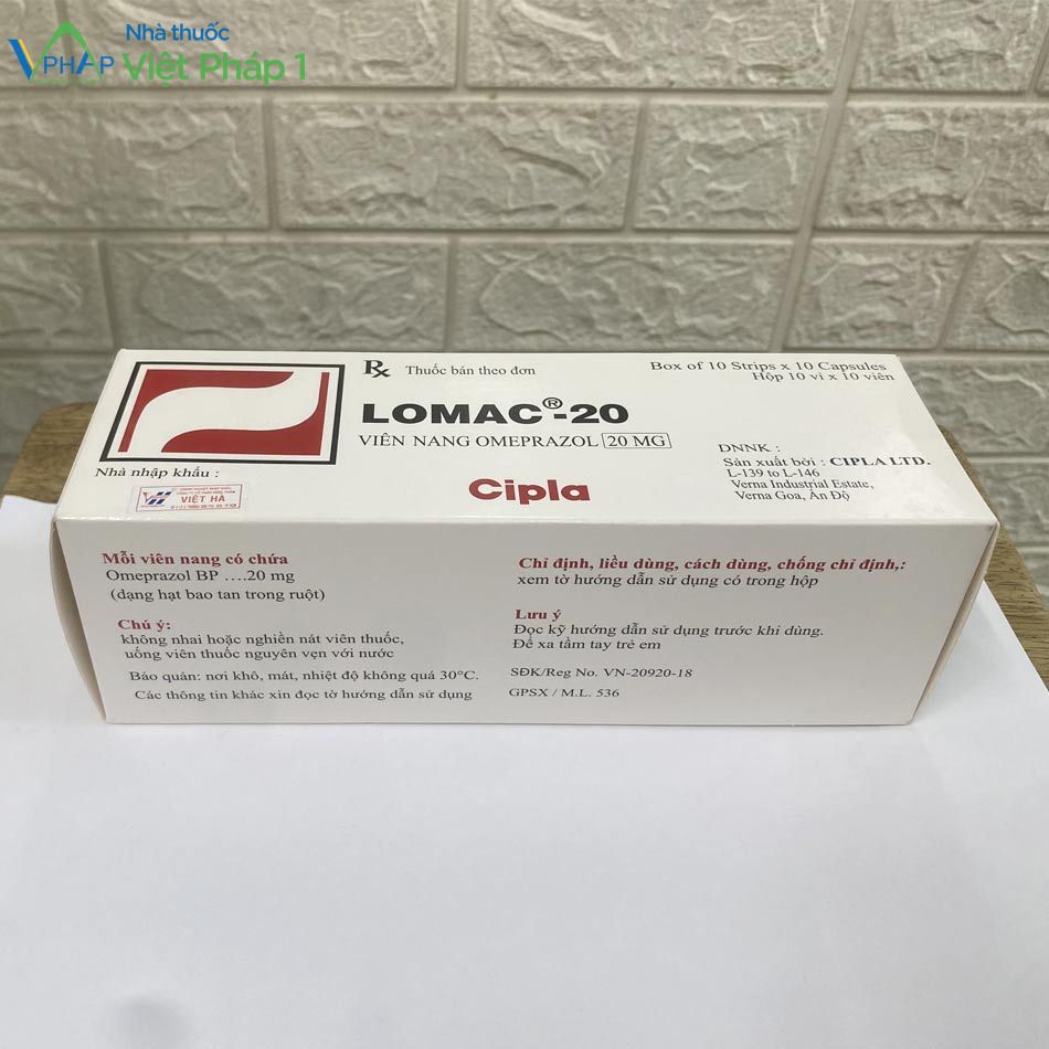 Mặt đáy hộp thuốc Lomac-20