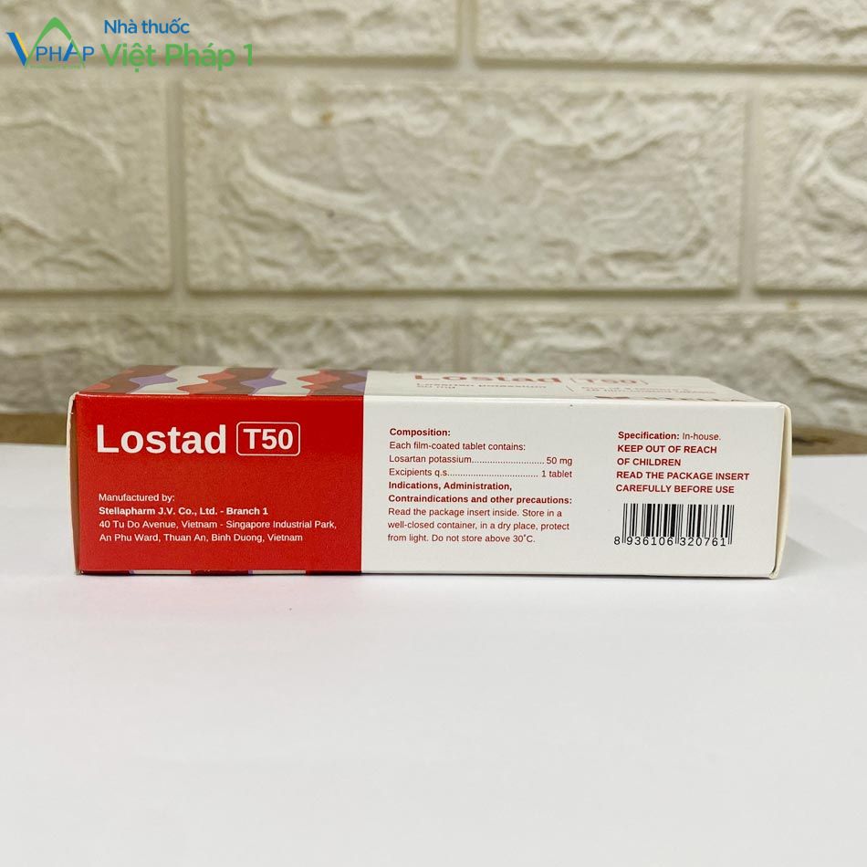 Mặt đáy hộp thuốc Lostad T50