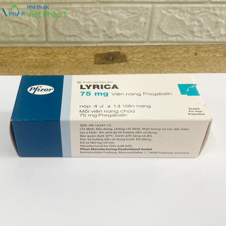 Mặt đáy hộp thuốc Lyrica 75mg