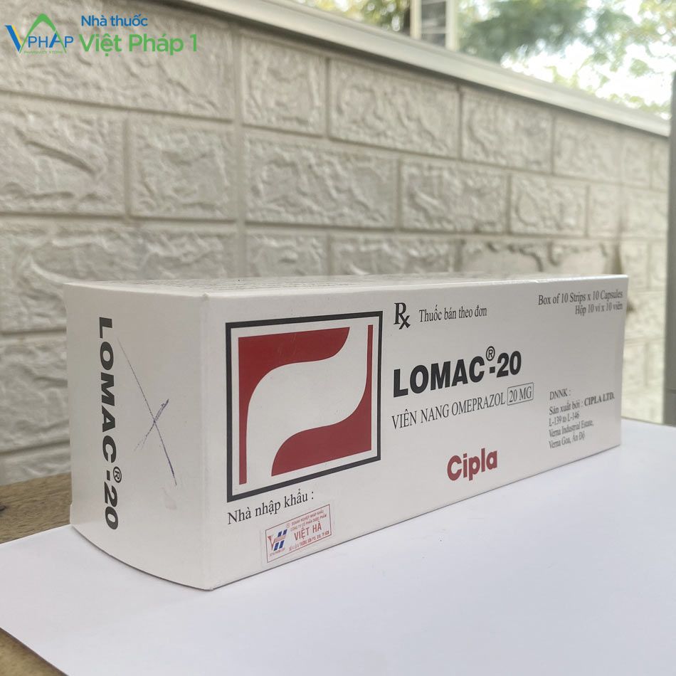 Mặt nghiêng hộp thuốc Lomac-20