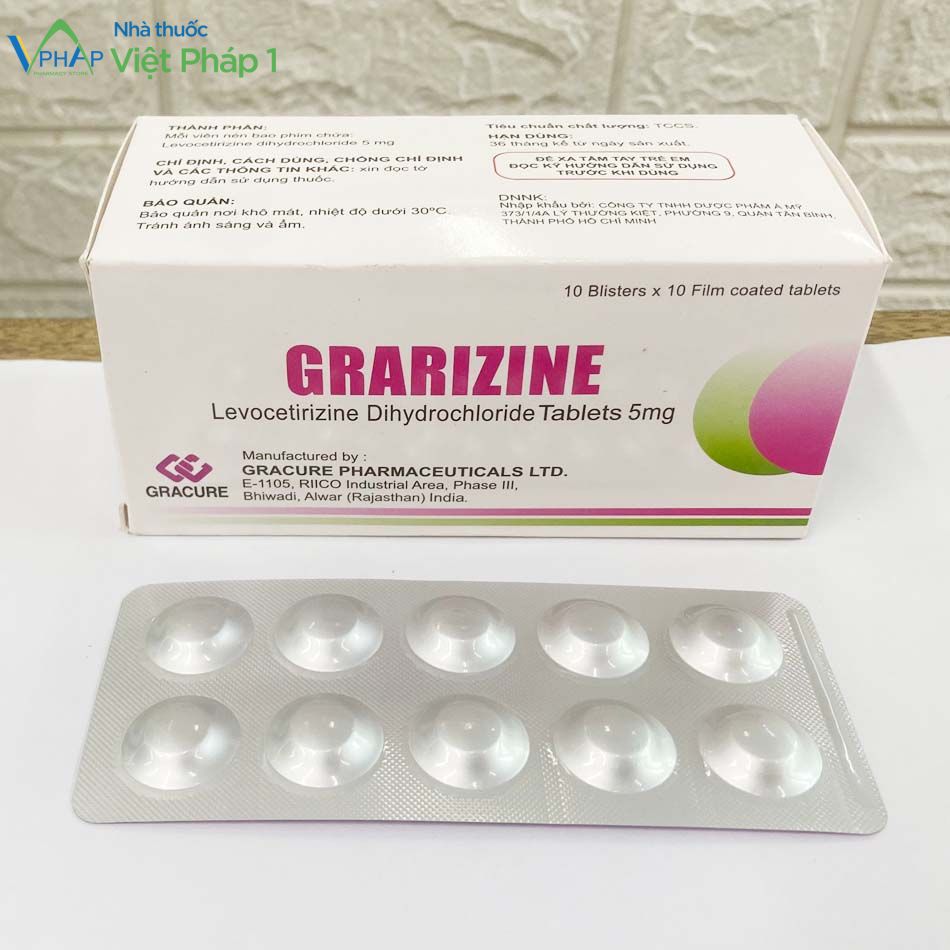 Hình ảnh hộp và vỉ thuốc Grarizine 5mg